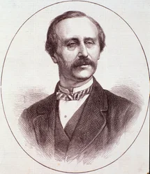 Portrait of English violinist Henry Gamble Blagrove. Engraving