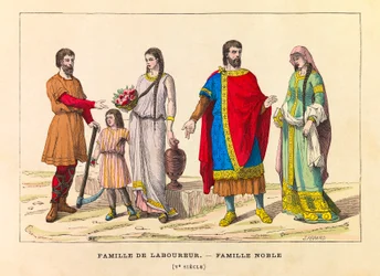 Portraits and Costumes of a Family of Plowers and a Noble Family in the 5th Century