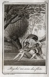 Psyche within the waves. Engraving from 1819 in 