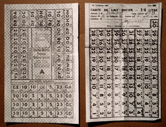 Rationing ticket after the French defeat of the Second World War. Milk Distribution Map