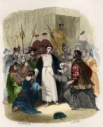 Saint John of Avila (1499-1569) accused of heresy by the inquisition in the 16th century. Illustration in 