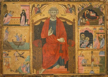 Saint Peter on a Throne Surrounded by Biblical Scenes