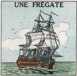 Ships and Ships: A Frigate. Anonymous illustration of 1925. Private Collection