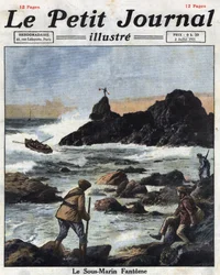 Sinn Feiners, members of the Irish Republican Army (IRA) political branch in Ireland, embark on boats to approach submarines from the United States, secretly supplying Ireland with weapons and ammunition. Illustration taken from 