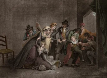 The Dauphin forced from his mother - Separation of Louis XVII and Marie-Antoinette of Austria (1755-1793), queen of France, in the prison of the Temple, on July 3