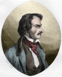 The French poet and murderer Pierre François Lacenaire (Lacenaire) - Pierre François Lacenaire (1803-1836), dandy, poet, French man of letters - engraving of 1863 in “Le Livre Rouge - Histoire De L