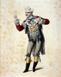 The bass Giuseppe Frezzolini interpreting Doctor Dulcamara in the opera 
