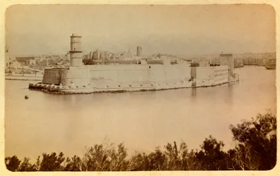 The city of Marseille and its surroundings around 1885-1890: Fort Saint Jean, view taken from the Pharo