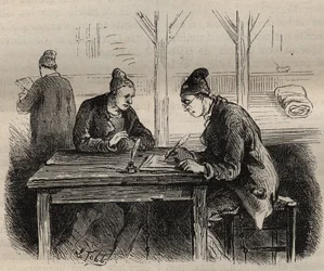 The public writer at the Toulon Bagne in the 19th century. Engraving in 