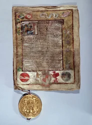 Treaty of Amiens in August 1527, an alliance between King Henry VIII and French King Francis I against Emperor Charles V. Paris, National Archives