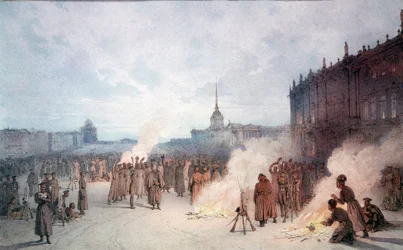 Tsar Nicholas I and his soldiers during the December 14