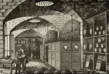 Wineries of the Treasure of the Banque de France in the 19th Century, Engraving, Private Collection