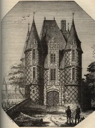 Chateau de Carrouges - Le dungeon - Orne Normandy - engraving in 