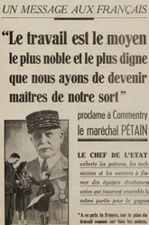 Message to the French proclaims a Commentary by Marshal Petain: 
