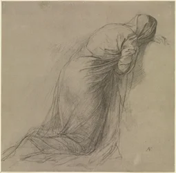 Drapery Study of a Veiled Female Figure Kneeling to the Right
