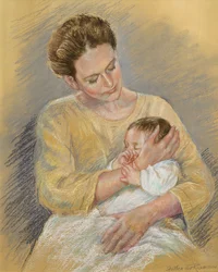 Vanessa Macdonald-Haig with grandson Toby, 2000