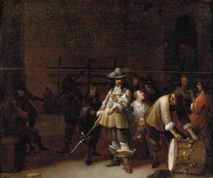 A Guardroom Interior with a Cavalier Conversing with a Drummer