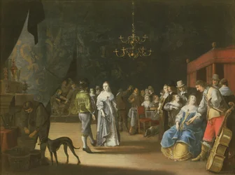 The Banquet, a Couple Dancing with Feasting and Revelling in the Background