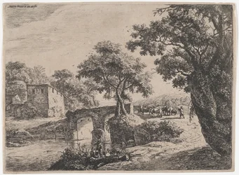 Herd Near a Stone Bridge, 17th century