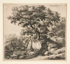 Landscape with Man Driving a Donkey