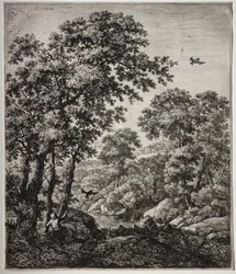 Six large upright landscapes with scenes from the Old Testament: Elijah Fed by the Ravens