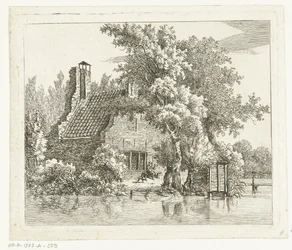 Smoking Man on a Bench in Front of the Ruins of Huis Snaatburg in Maarssen
