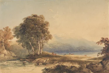 Mountainous Landscape with Lake and Stream