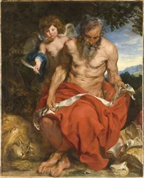 Saint Jerome meditating in the desert