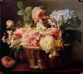 Bouquets of Flowers in a Basket
