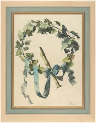 Trophy with Flute, Ivy and Blue Ribbon, 1780–90