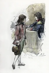 Josephine’s son, Eugène de Beauharnais (1781-1824), asks his father-in-law Napoleon Bonaparte (1769-1821) for the sword of his father Alexandre de Beauharnais