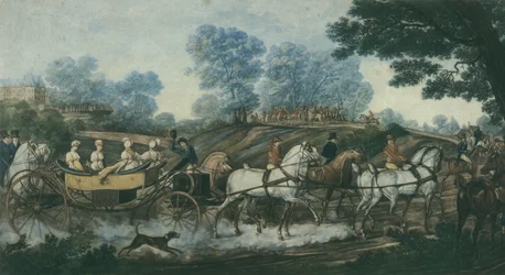 Hunt meeting, engraved by Philibert Louis Debucourt early 19th century