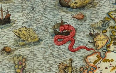 Detail of A Map of the Sea (Carta marina) by Olaus Magnus (1490-1557)