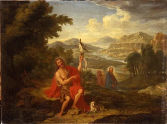 Saint John the Baptist in the wilderness indicating Christ, the River Jordan beyond, 1759