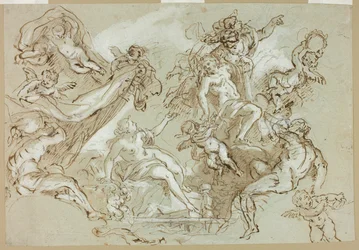 Apotheosis of Hercules (front); Sketches of Horse