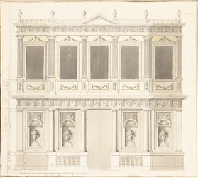A pavilion elevation for the Sultana Hadigé palace at Defterdar Bournou