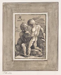 Two Children Playing with a Lamb, 1725