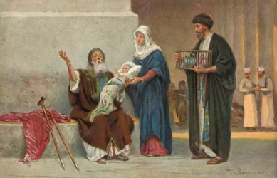 Mary and Joseph Presenting the Baby Jesus to Simeon