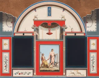 Wall painting from a Roman house on the grounds of the Villa Negroni in Rome, Adonis with a youth. 1779