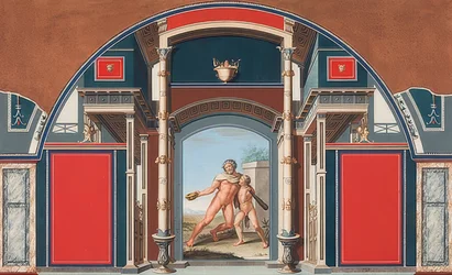 Wall painting from a Roman house on the grounds of the Villa Negroni in Rome, Drunken Hercules. 1781