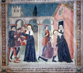 Life of St. Francesca Romana: The Saint Heals a Wounded Man