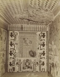 Tomb of Nakht at Thebes, view of painted wall and ceiling from tomb