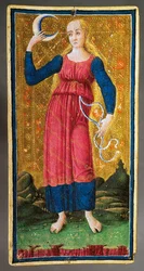 Tarot card depicting Moon