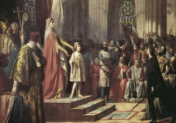 Maria de Molina presents her son to the Valladolid Cortes