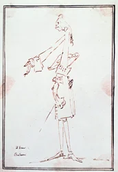 Portrait of Filippo Balatri, Italian castrato. Caricature by Anton Maria Zanetti