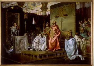 Conversion of Reccared to Catholicism at the Council III of Toledo, 589