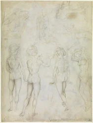 Four Studies of a Female Nude, an Annunciation and Two Studies of a Woman Swimming
