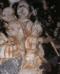 Tournament-Battle of Louvezerp, by Antonio Pisano known as Pisanello, Fresco, Detail, Palazzo Ducale, Mantua