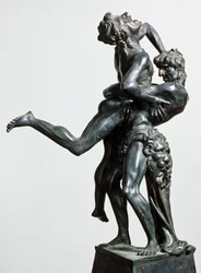 Hercules and Antaeus, ca 1475, by Antonio Pollaiuolo, bronze statue, Italy