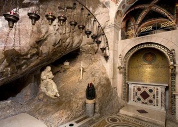 View of the Cave of St. Benedetto with Statue of the Saint Made by Antonio Raggi. It Was in This Cave That the Saint Withdrew. 1657 Monastery of Saint Benedetto (Sacro Speco), Subiaco (Rome), Italy